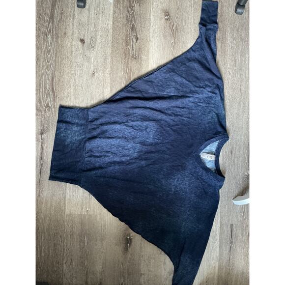 Go Couture Blue Burnout Batwing V Neck Sweatshirt Made in USA Small - Picture 5 of 9